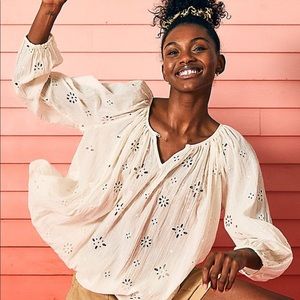 Aerie eyelet peasant blouse
